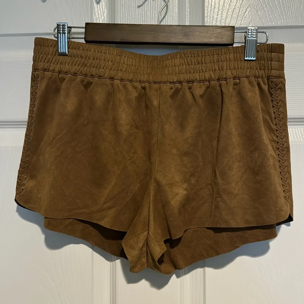Suede look pull on shorts